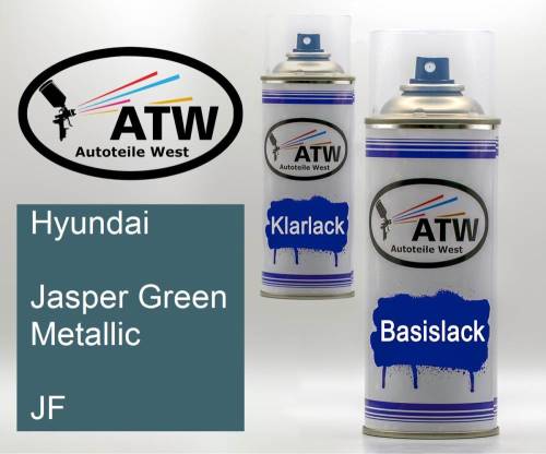 Hyundai, Jasper Green Metallic, JF: 400ml Sprühdose + 400ml Klarlack - Set, von ATW Autoteile West.